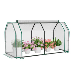 47.5 x 21.5 x 24 Inch Outdoor Mini Greenhouse with Roll-up Zipper Door