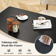 47 Inch Rectangular Dining Table with 2 Open Storage Shelves and Sturdy Metal Legs for 4-6-Black
