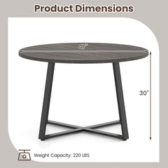 47 Inch Round Dining Table with Stable X-shaped Base and Round Thickened Tabletop-Grey