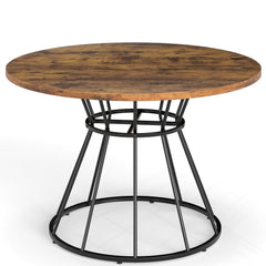 47 Inches Round Dining Table for 4 Farmhouse Kitchen Table with Wooden Tabletop-Brown