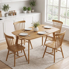 47 inches Solid Wood Dining Table for 4 People with Rounded Edges-Natural