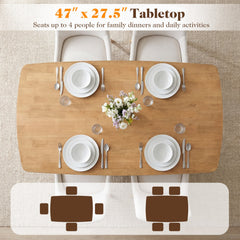 47 inches Solid Wood Dining Table for 4 People with Rounded Edges-Natural