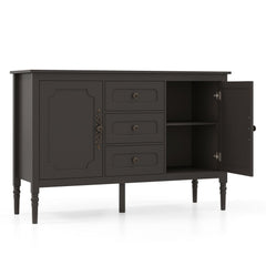 47 inches Vintage Buffet Cabinet with 3 Drawers 2 Cabinets and Adjustable Shelves for Dining Room-Brown