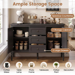 47 inches Vintage Buffet Cabinet with 3 Drawers 2 Cabinets and Adjustable Shelves for Dining Room-Brown