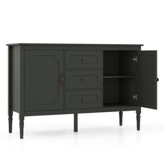 47 inches Vintage Buffet Cabinet with 3 Drawers 2 Cabinets and Adjustable Shelves for Dining Room-Green