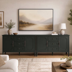 47 inches Vintage Buffet Cabinet with 3 Drawers 2 Cabinets and Adjustable Shelves for Dining Room-Green