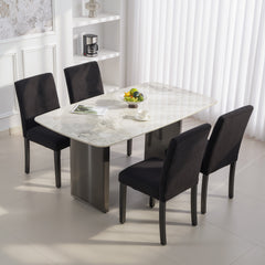 Modern Dining Chairs Set of 4, Kitchen Chairs with Rubberwood Legs and Padded Seat, Beige