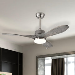 48 Inch Wood Ceiling Fan with LED Lights and 6 Speed Levels-Silver