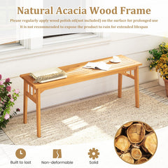 48 Inches Acacia Wood Bench with Breathable Slat Seat and Stable Triangular Structure-2
