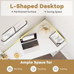 48 Inches L Shaped Corner Executive Computer Desk with Drawer-White