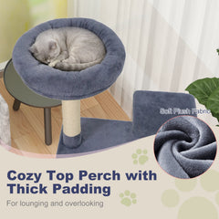 48 Inch Grey Cat Tree with 18 Inch Condo, Padded Tunnel and Anti Toppling Device