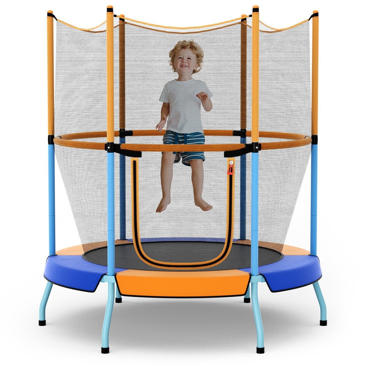 48 Inch Toddler Trampoline with Safety Enclosure Net-Orange