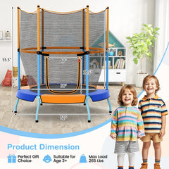 48 Inch Toddler Trampoline with Safety Enclosure Net-Orange