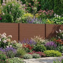 48 inches W x 48 inches H Outdoor Privacy Fence Screen Air Conditioner Fence with Galvanized Metal Ground Stakes-Brown