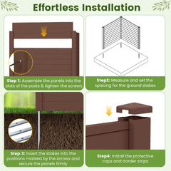 48 inches W x 48 inches H Outdoor Privacy Fence Screen Air Conditioner Fence with Galvanized Metal Ground Stakes-Brown