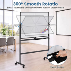 48 inches x 36 inches Double-Sided Mobile White Board with Lockable Universal Wheels for Office-Black