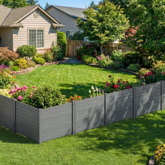 48 x 38 Inch Air Conditioner Fence 3 Panels with Metal Ground Stakes for Patio Backyard-Gray