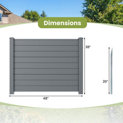 48 x 38 Inch Air Conditioner Fence 3 Panels with Metal Ground Stakes for Patio Backyard-Gray