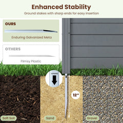 48 x 38 Inch Air Conditioner Fence 3 Panels with Metal Ground Stakes for Patio Backyard-Gray