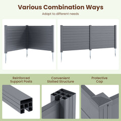 48 x 38 Inch Air Conditioner Fence 3 Panels with Metal Ground Stakes for Patio Backyard-Gray