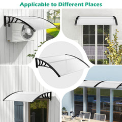 48 x 40 Inch Outdoor Front Door Window Awning Door Canopy Exterior-Black