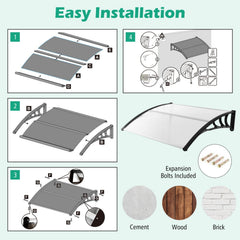 48 x 40 Inch Outdoor Front Door Window Awning Door Canopy Exterior-Black