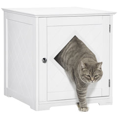Cat Litter Box Enclosure End Table, Indoor Cat Washroom with Magnetic Door, Hidden Litter Box Nightstand with Large Tabletop, Easy Assembly, Black