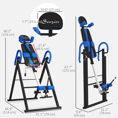 Folding Inversion Table, 20°/40°/60° Adjustable, with Safety Belt and Waist Pad for Back Pain Relief