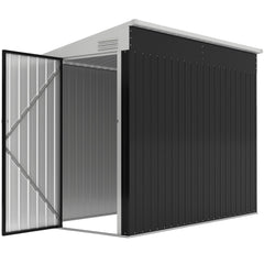 4' x 8' Outdoor Storage Shed Lean to Shed Outdoor Metal Tool Shed with Lockable Door and Air Vents, Light Grey