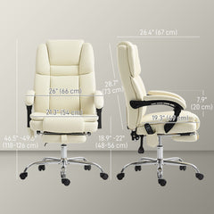 Massage Office Chair, Reclining Executive Office Chair with 6-Point Vibration, Footrest and High Back, Black