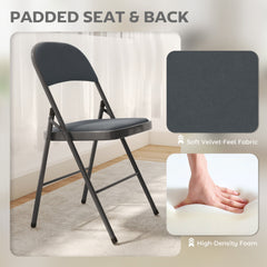 4 Pack Folding Chairs with Padded Seats, Velvet Portable Party Chairs with Steel Frame, Beige
