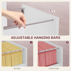2-Drawer Small Filing Cabinet Lockable Home Office Storage Cabinet with Adjustable Hanging Bars for A4 Letter Black
