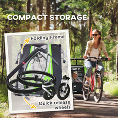 3-in-1 Bike Trailer for Kids, Running Stroller with 2 Seats, Jogging Cart with 5-Point Harness, Storage Units, Blue