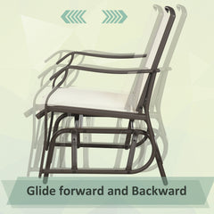 3 Piece Patio Glider Set Outdoor Gliders with Breathable Mesh Seat, Glass Top Table for Garden, Yard, Grey