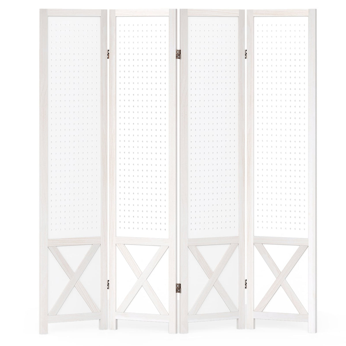4-Panel Pegboard Room Divider 67 Inches Tall Foldable Privacy Screen