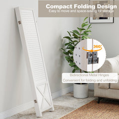 4-Panel Pegboard Room Divider 67 Inches Tall Foldable Privacy Screen
