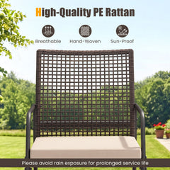 4 Piece Patio Set with Open Mesh Rattan Seating, 105 Degree Angled Backs and 31 in Solid Acacia Coffee Table, Mix Brown