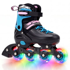 4-Size Adjustable Light-Up Inline Skates for Toddlers Ages 5-7-Black