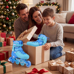 4-Size Adjustable Light-Up Kids Inline Skates for Kids Ages 7-9-Blue