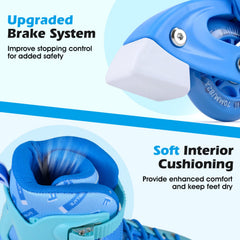 4-Size Adjustable Light-Up Kids Inline Skates for Kids Ages 7-9-Blue