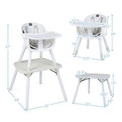 4-in-1 Baby Convertible Toddler Table Chair Set with PU Cushion-Cream