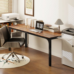 71" Computer Desk, Desktop Desk with Metal Legs, Distressed Black