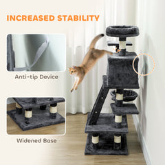52 Inch Large Cat Tree for Indoor Cats, Dark Grey