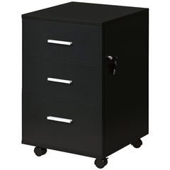 Mobile Filing Cabinet with Wheels, 3 Drawer File Cabinet with Lock and Keys for Home Office, White