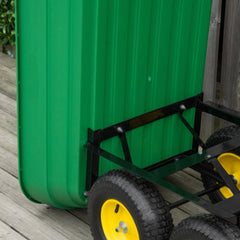 Garden Dump Cart Heavy Duty 440lbs Wagon with Steel Frame and 10'' Pneumatic Tires, Green