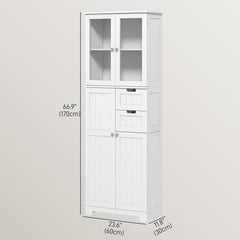 Floor Bathroom Storage Cabinet, Tall Bathroom Cabinet with Adjustable Shelves, for Kitchen, Living Room, White