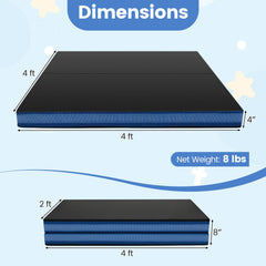 4ft x 4ft x 4in Bi-Folding Gymnastic Tumbling Mat with Handles and Cover-Black