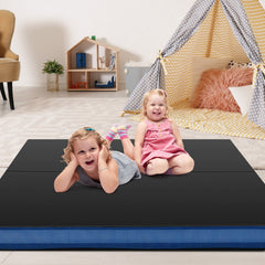 4ft x 4ft x 4in Bi-Folding Gymnastic Tumbling Mat with Handles and Cover-Black