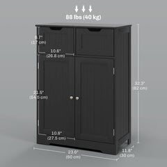 Bathroom Cabinet, Bathroom Storage Cabinet with 2 Drawers, Adjustable Shelf for Living Room, Entryway, White