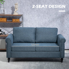 Vintage Loveseat, Upholstered Love Seat Furniture, Chenille-feel Fabric 2 Seater Sofa Couch with Rolled Arms, Gourd-Shaped Rubber Wood Legs for Living Room, Dark Grey